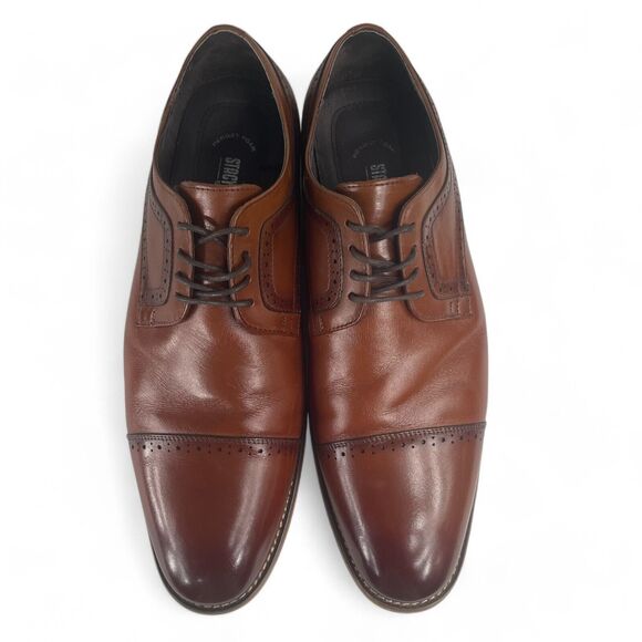 Stacy Adams Dickinson Cap Toe Oxford Cognac Leather Shoes Size 9.5M 25066 NWOB - Picture 3 of 8
